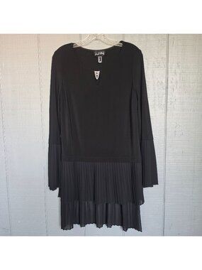 Joseph Ribkoff Black Pleated Tunic Blouse Long Sleeve Chiffon Quiet Luxury. 10